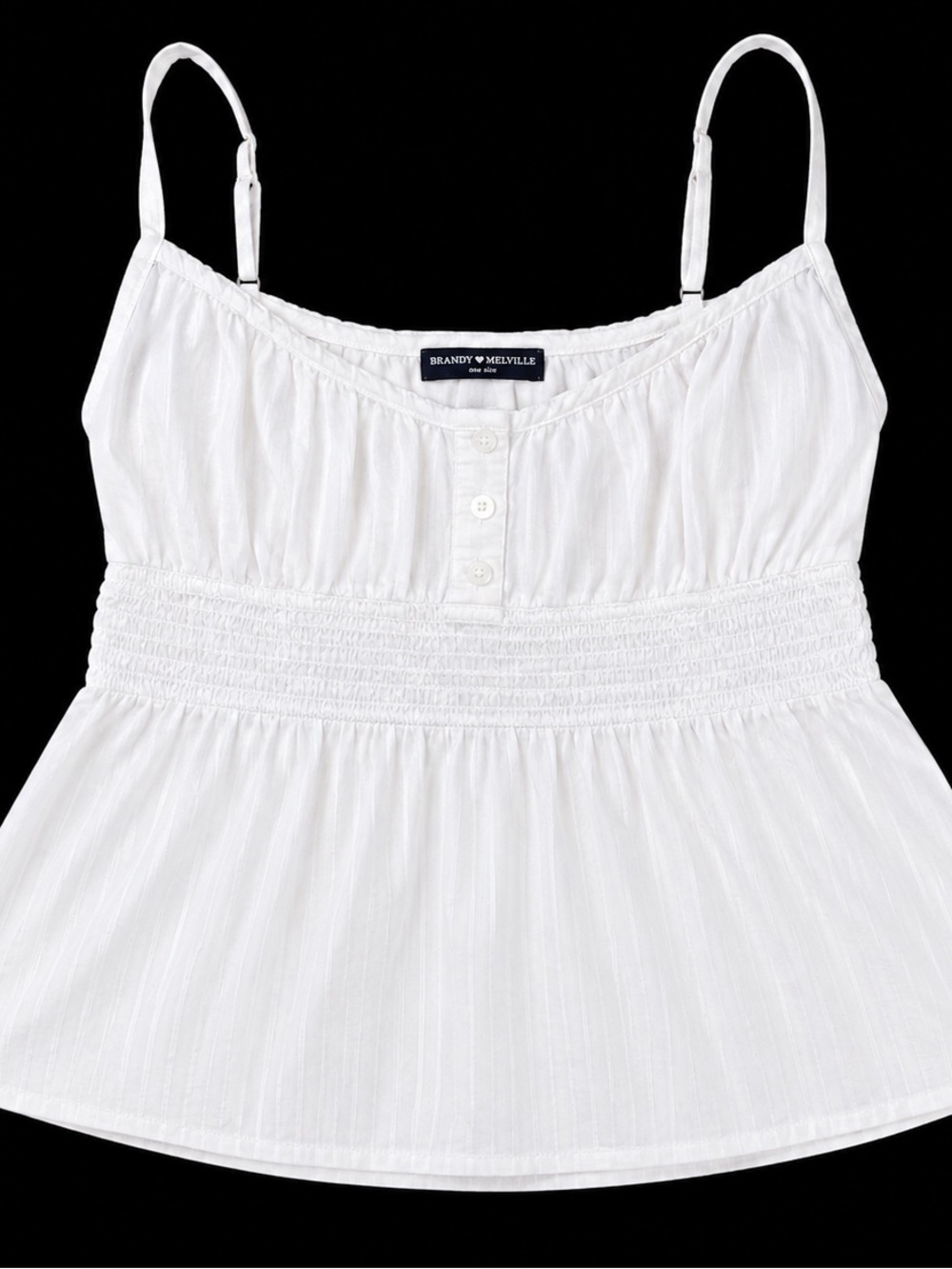 Brandy Mellville Back to School white smocked striped babydoll one size tank top